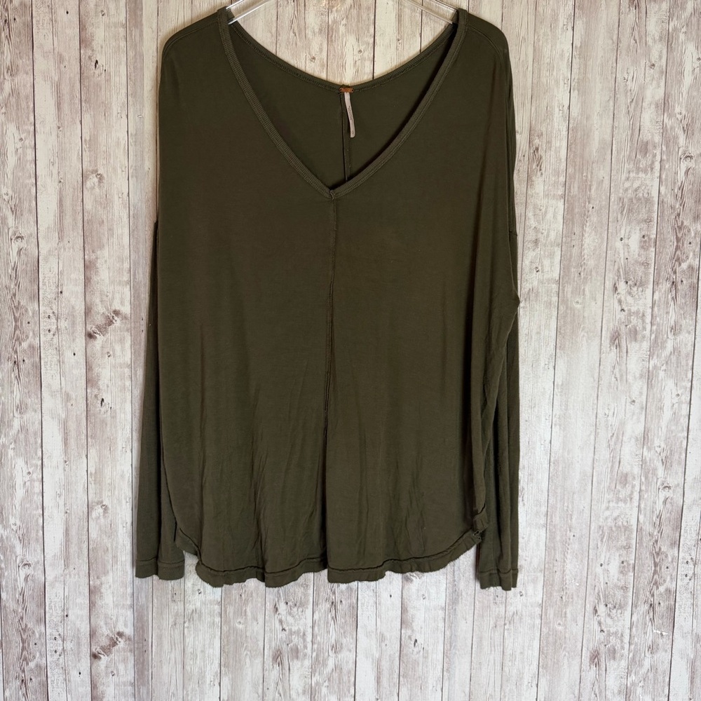 Free People Moonshine Army Green Raw-Hem Dolman Tunic Small - Picture 2 of 9